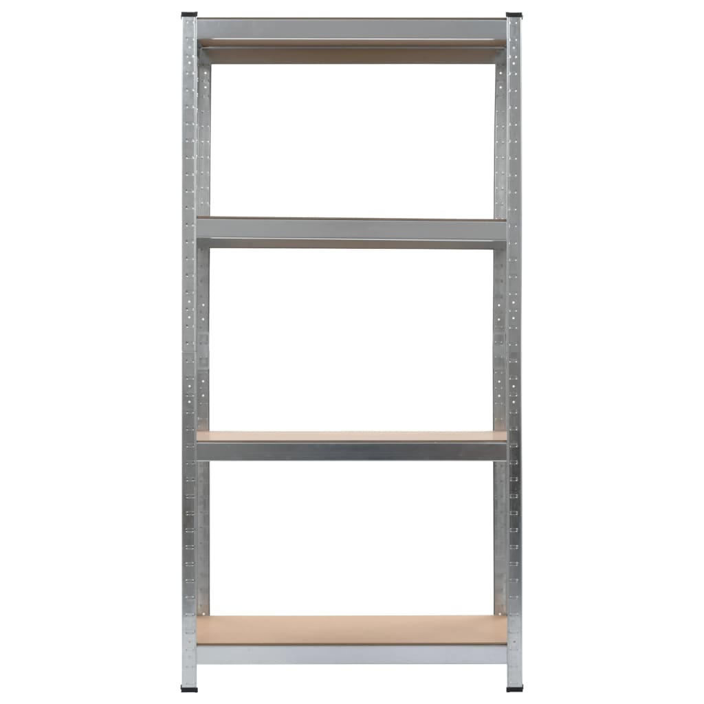 4-Layer Shelves 2 pcs Silver Steel and Engineered Wood