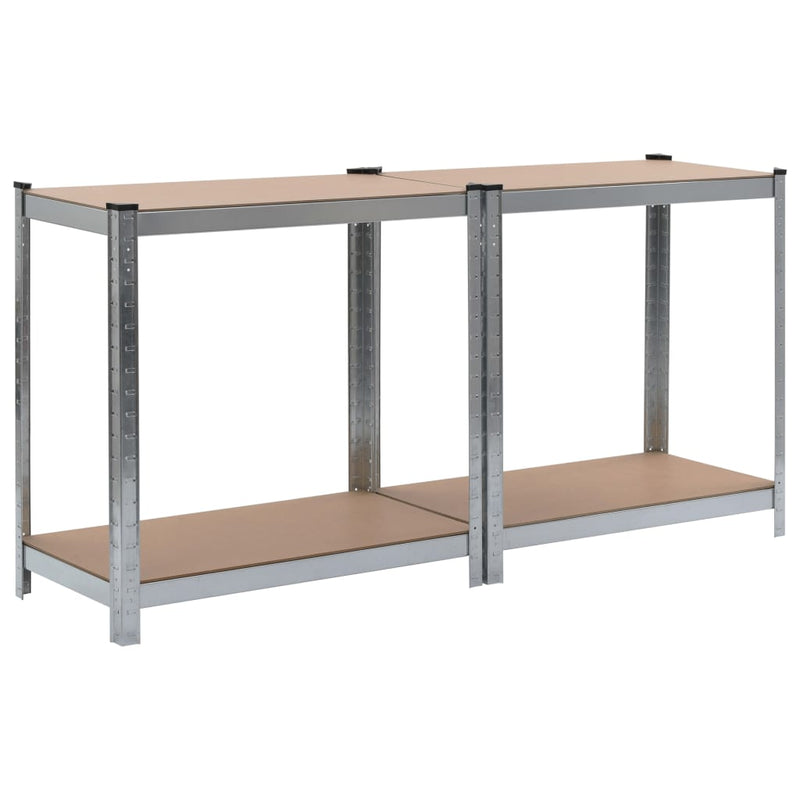 4-Layer Shelves 2 pcs Silver Steel and Engineered Wood