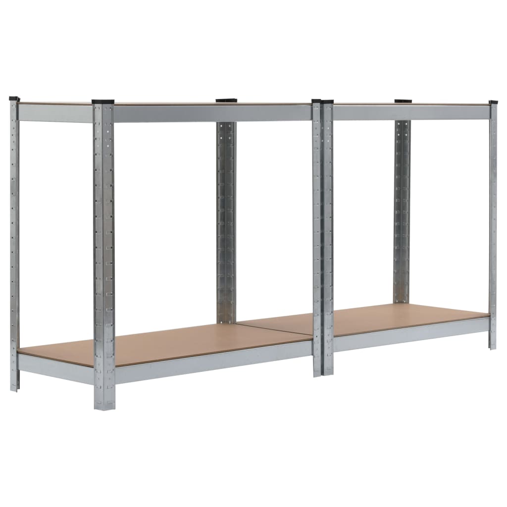 4-Layer Shelves 2 pcs Silver Steel and Engineered Wood