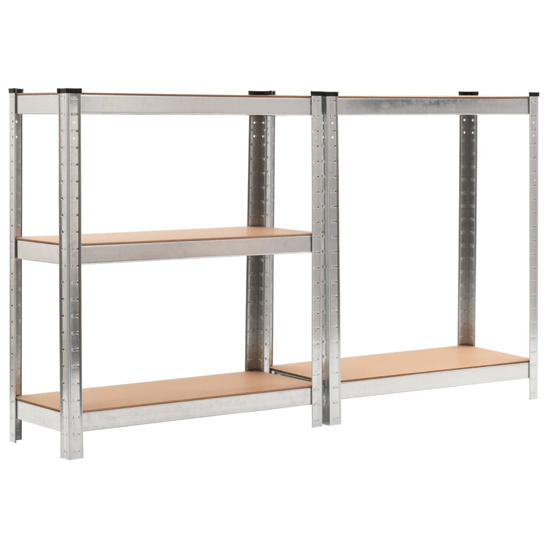 Heavy-duty 5-Layer Storage Shelf Silver Steel with Engineered Wood