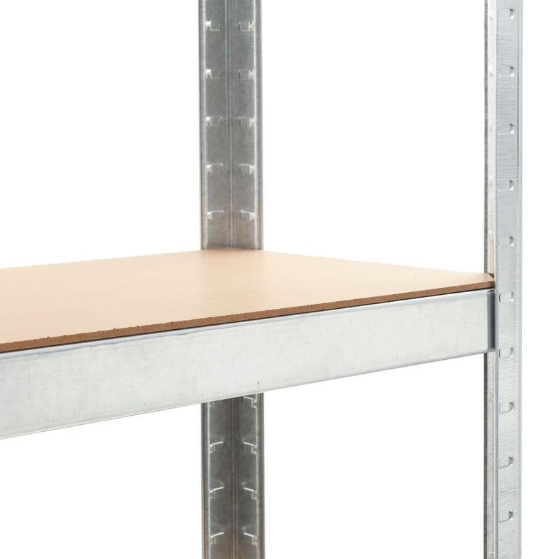 Heavy-duty 5-Layer Storage Shelf Silver Steel with Engineered Wood