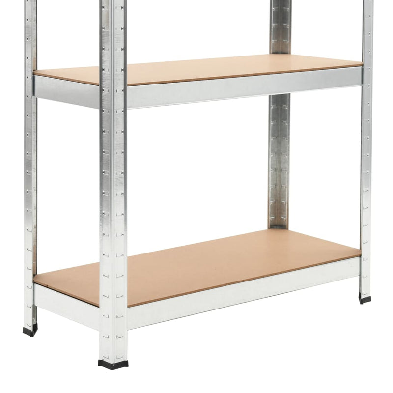 Heavy-duty 5-Layer Storage Shelf Silver Steel with Engineered Wood