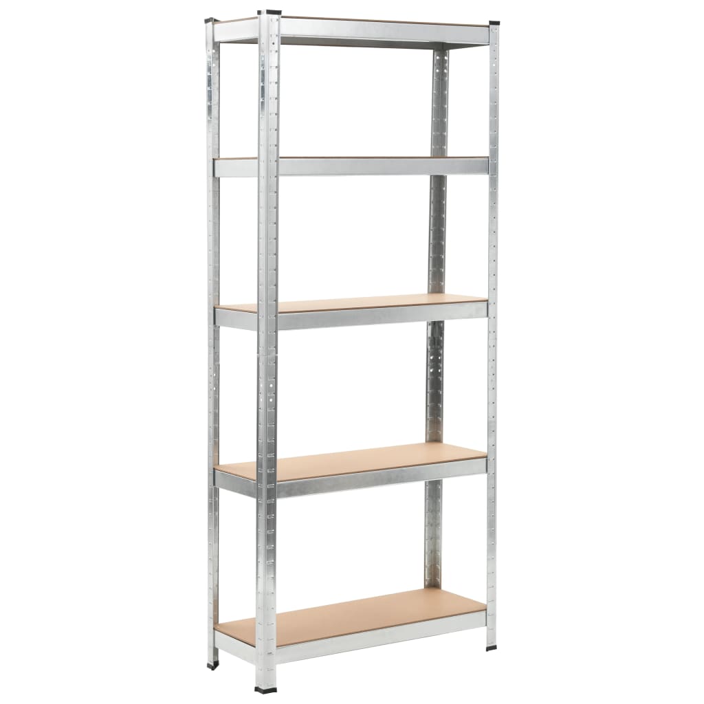 5-Layer Shelves 3 pcs Silver Steel and Engineered Wood