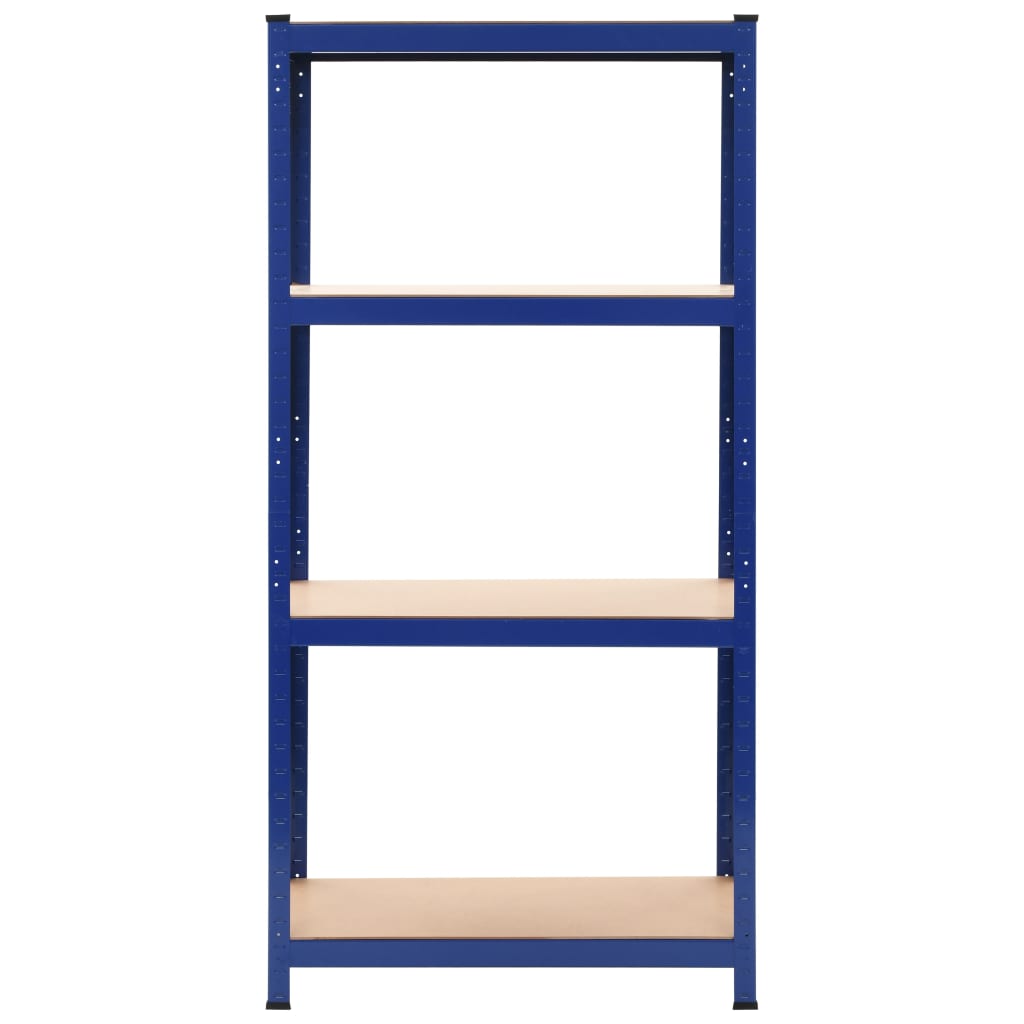 4-Layer Storage Shelf Blue Steel and Engineered Wood