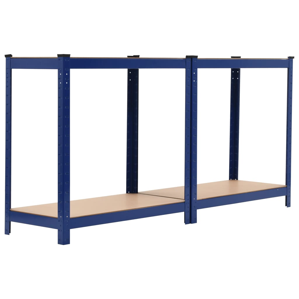 4-Layer Storage Shelf Blue Steel and Engineered Wood