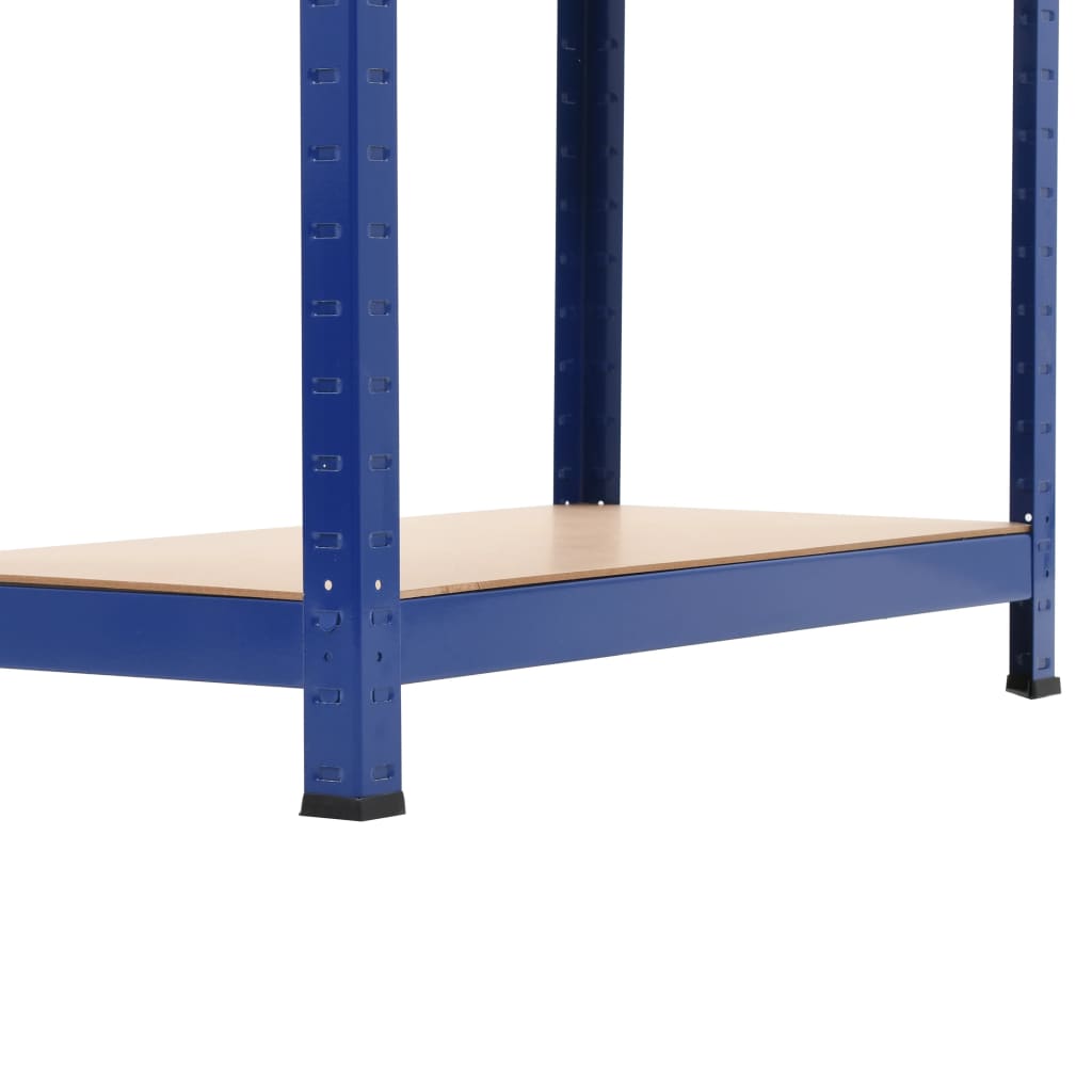 4-Layer Storage Shelf Blue Steel and Engineered Wood