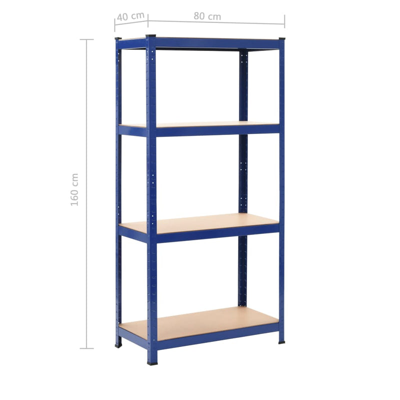 4-Layer Storage Shelf Blue Steel and Engineered Wood