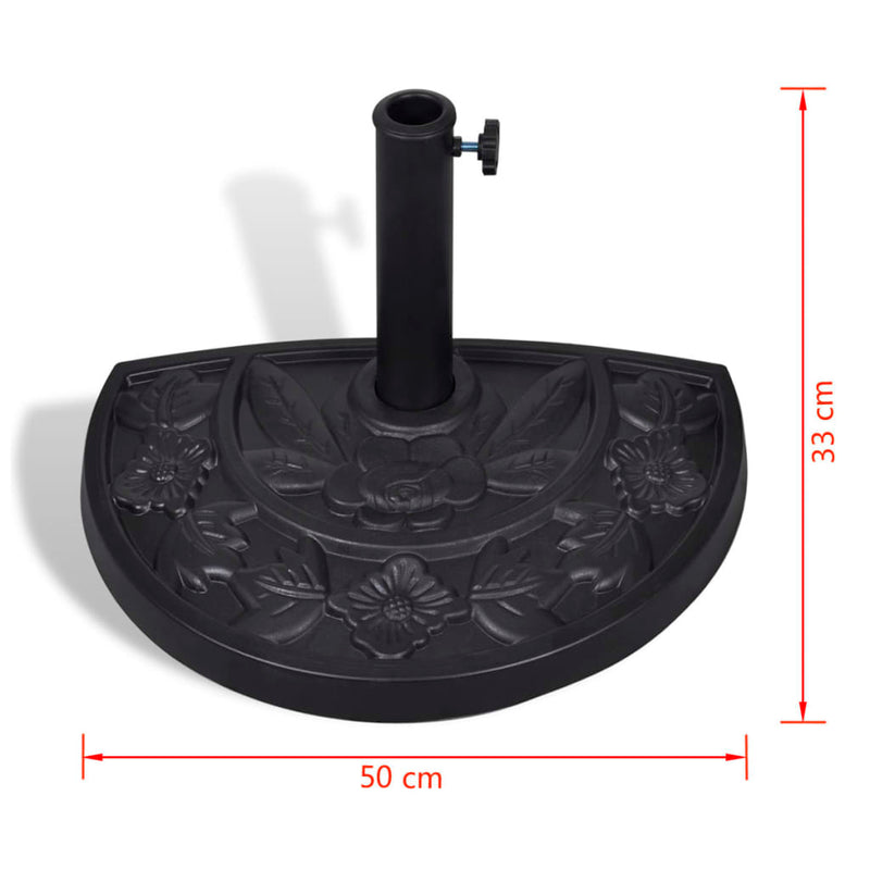 Resin Half Round Parasol Base for Enhanced Stability in Outdoor Umbrellas