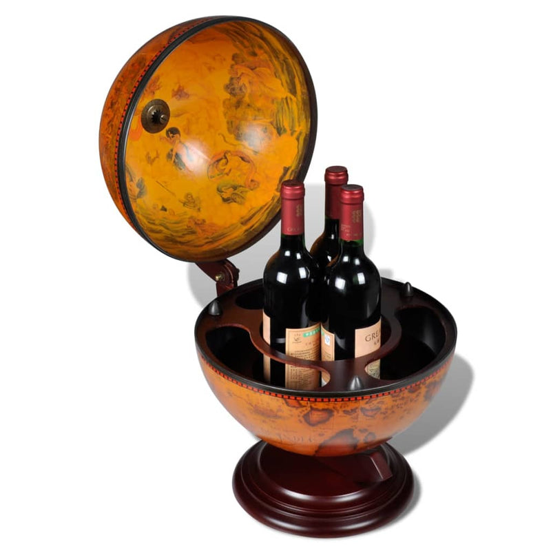 Tabletop Globe Bar Wine Stand Eucalyptus Wood