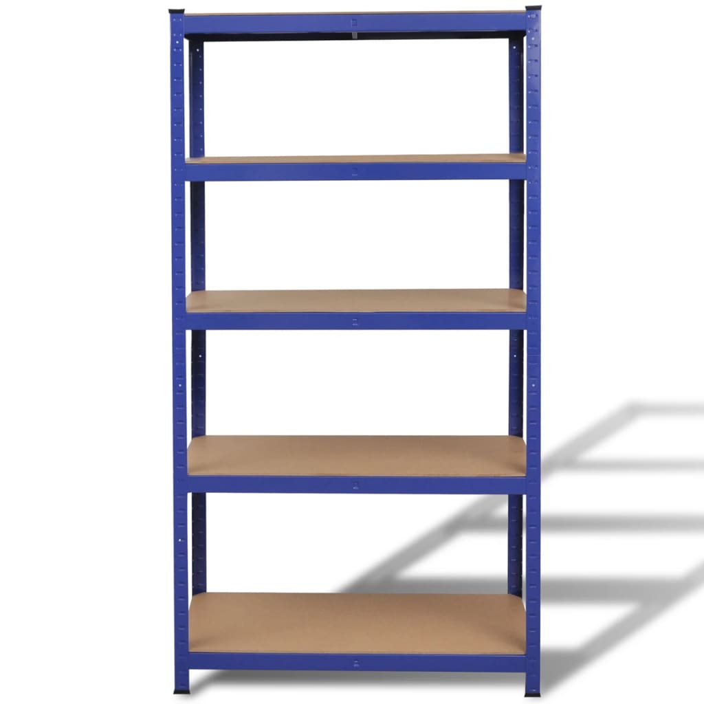 5-Layer Storage Shelf Blue Steel and Engineered Wood