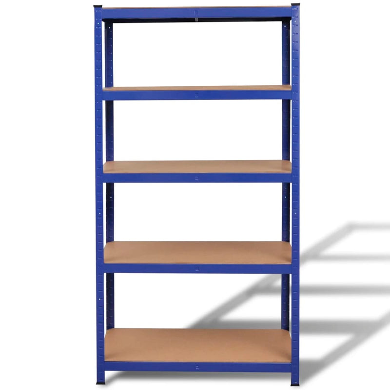 5-Layer Storage Shelf Blue Steel and Engineered Wood