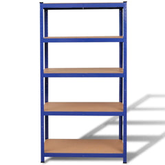 5-Layer Storage Shelf Blue Steel and Engineered Wood