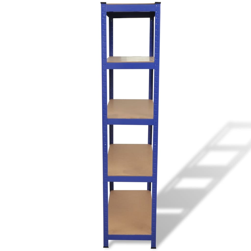 5-Layer Storage Shelf Blue Steel and Engineered Wood