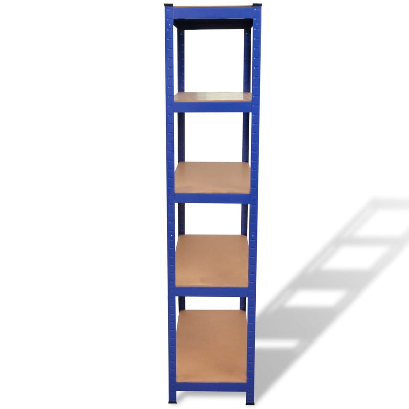 5-Layer Storage Shelf Blue Steel and Engineered Wood