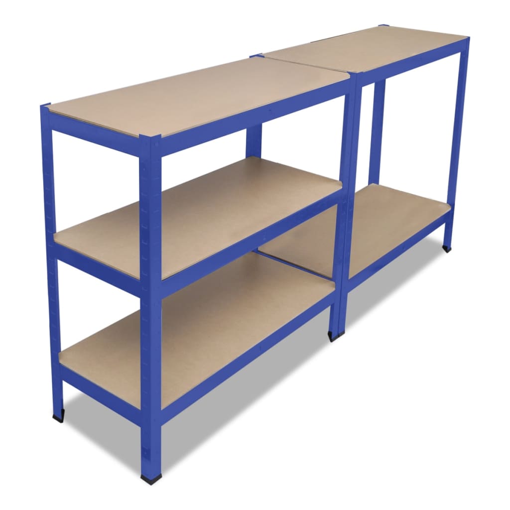 5-Layer Storage Shelf Blue Steel and Engineered Wood