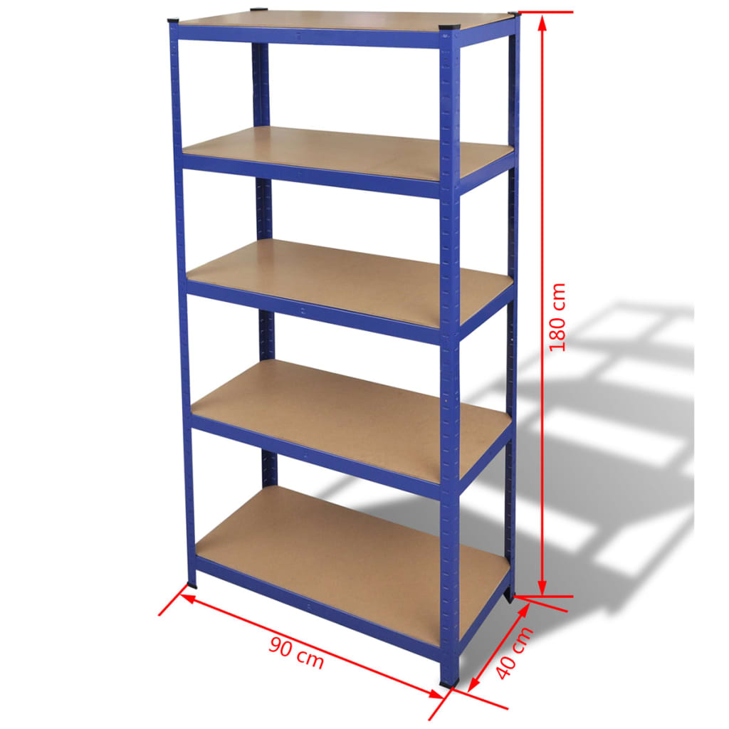 5-Layer Storage Shelf Blue Steel and Engineered Wood