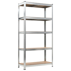 5-Layer Heavy-duty Shelves 2 pcs Silver Steel and Engineered Wood