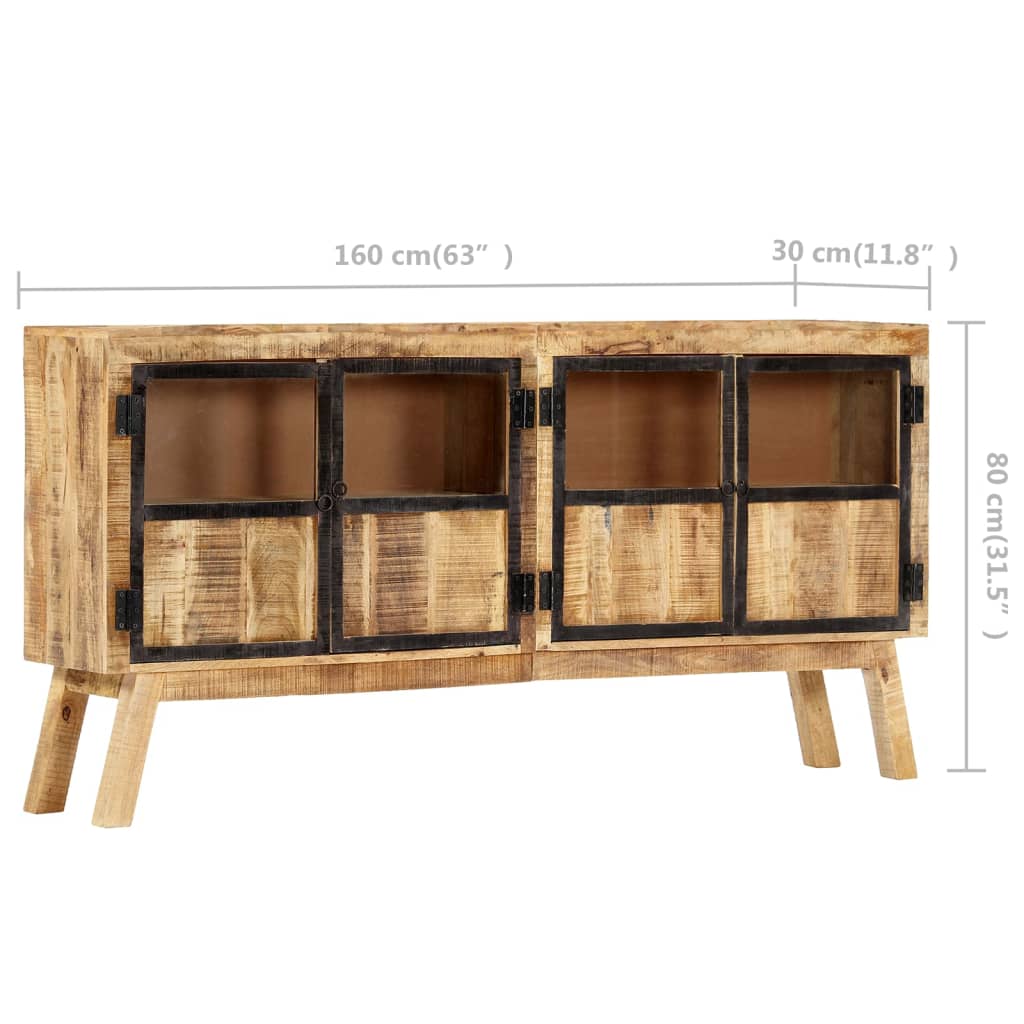 63x11.8x31.5 Sideboard Brown and Black Solid Rough Mango Wood