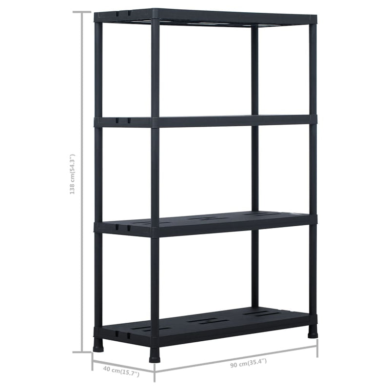 Storage Shelf Racks 2 pcs Black Capacity 485 lb 35.4x15.7x54.3