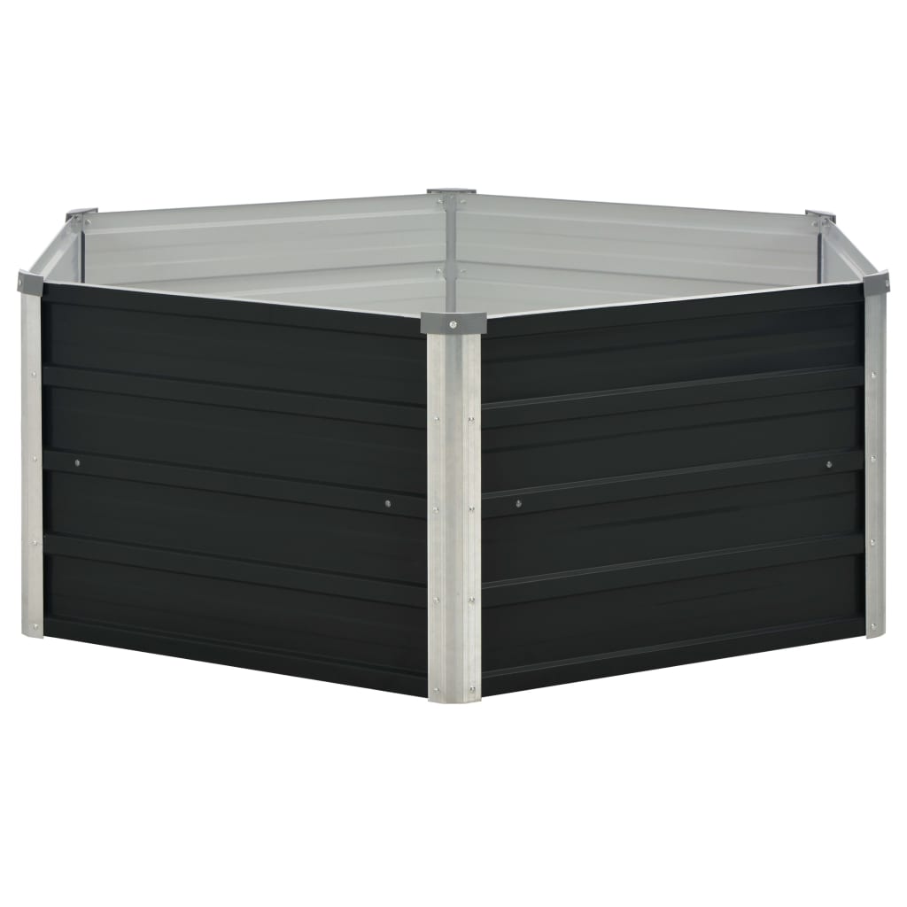 Anthracite Raised Garden Bed 50.8x50.8x17.7 Galvanized Steel Outdoor Planter