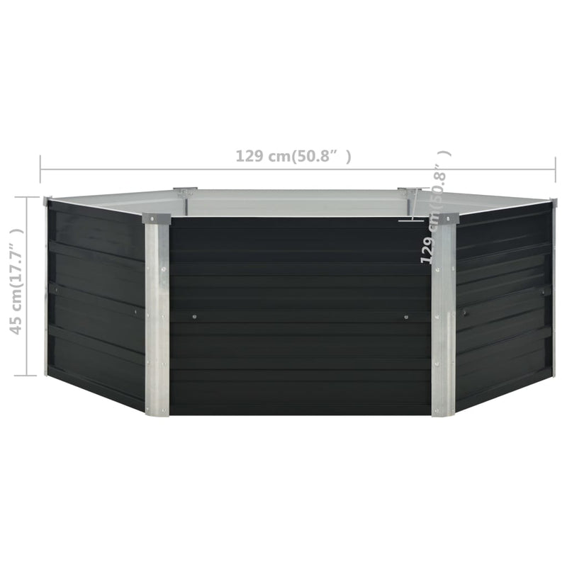 Anthracite Raised Garden Bed 50.8x50.8x17.7 Galvanized Steel Outdoor Planter