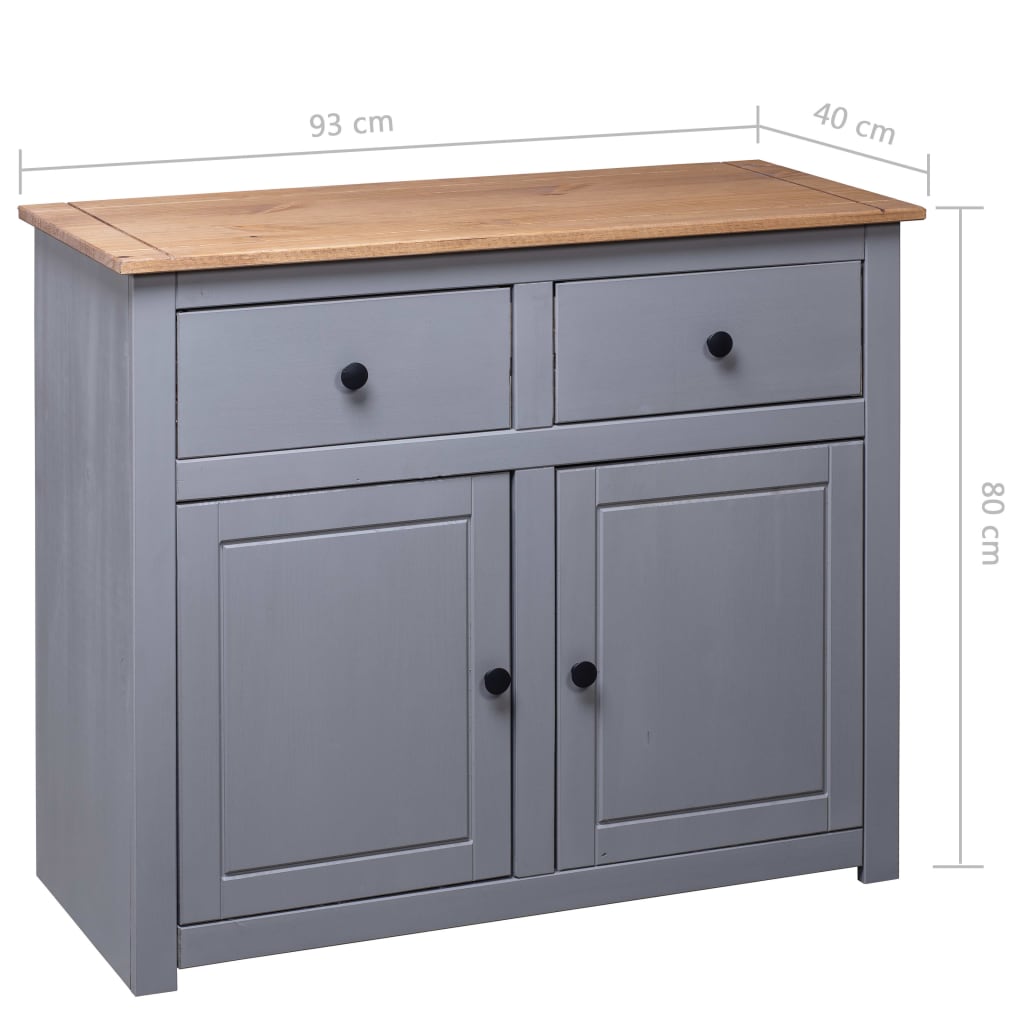 36.6x15.7x31.5 Gray Sideboard Solid Pinewood Panama Range