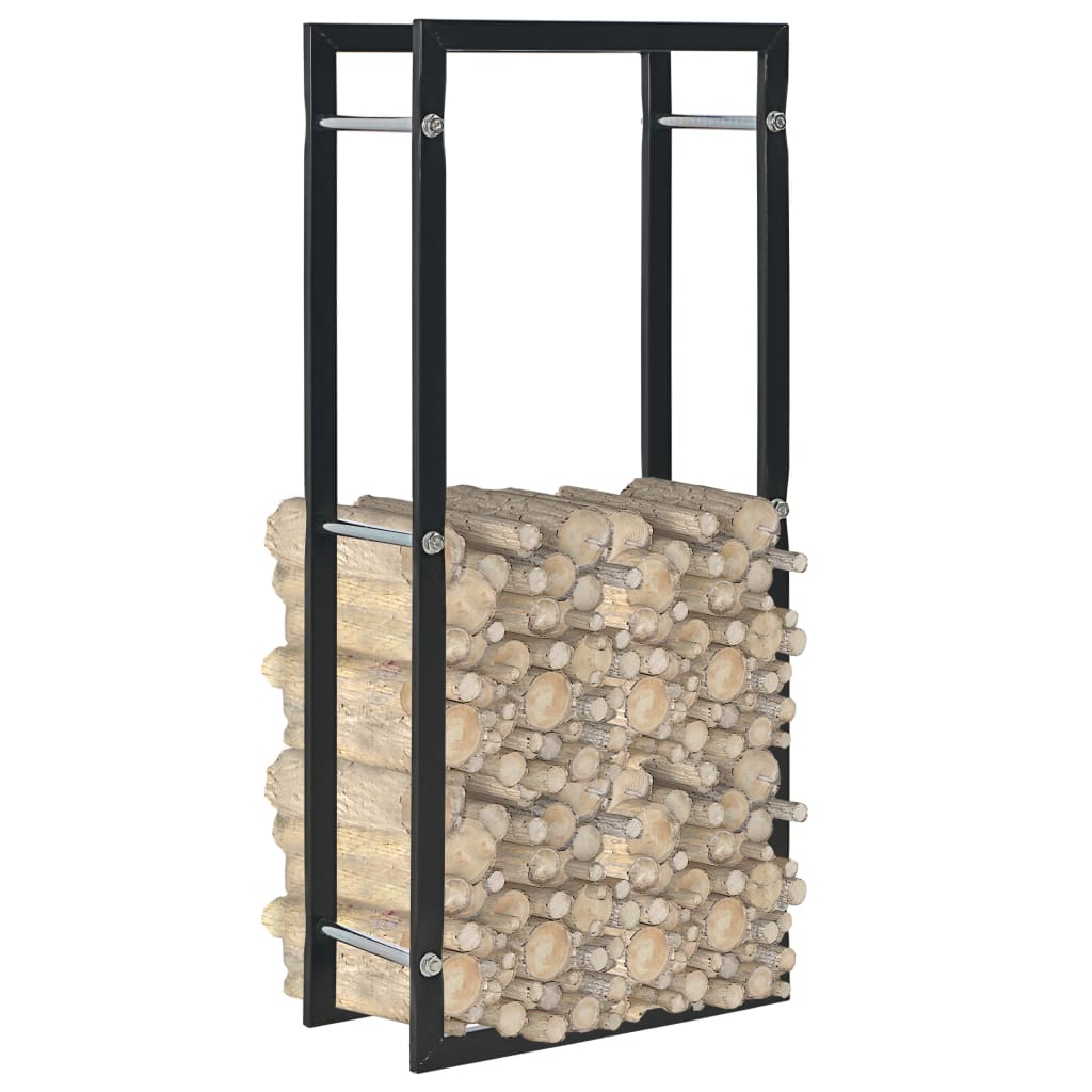 17.3x7.9x39.4 Steel Firewood Rack Black