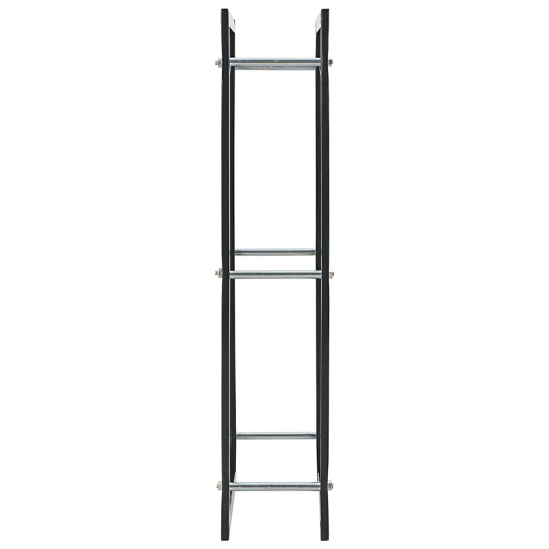 17.3x7.9x39.4 Steel Firewood Rack Black