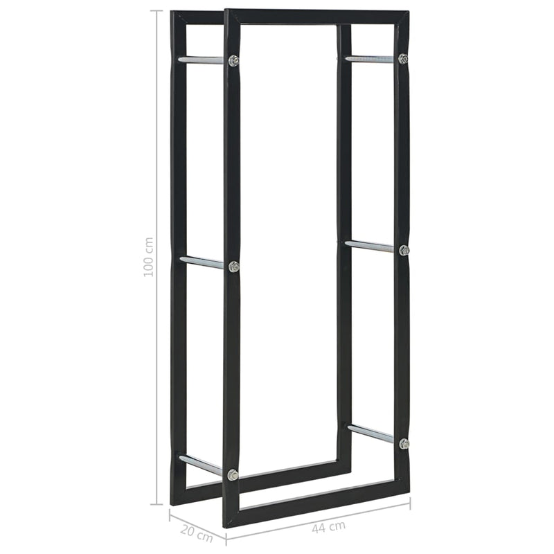 17.3x7.9x39.4 Steel Firewood Rack Black