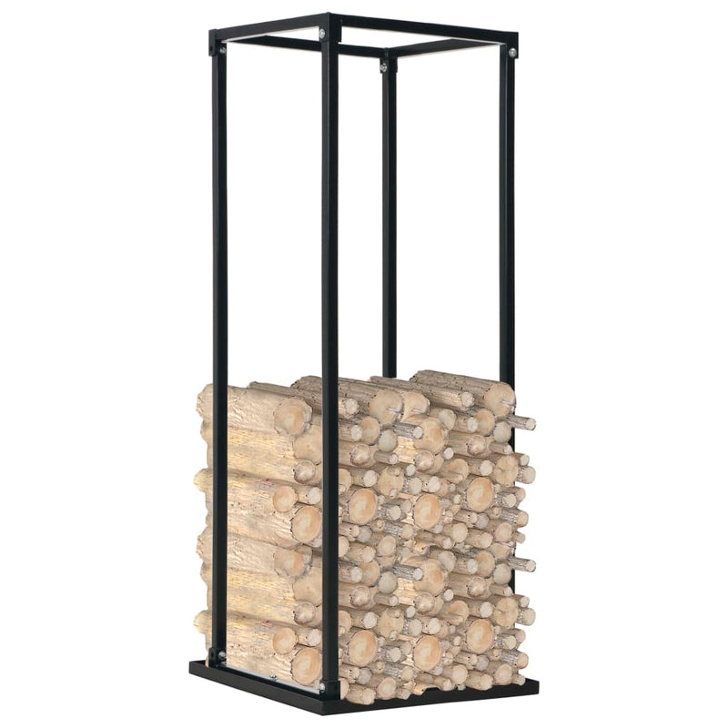 Firewood Rack with Base Black 14.6x14.6x44.5 Steel