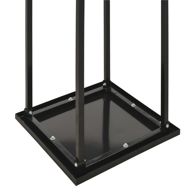 Firewood Rack with Base Black 14.6x14.6x44.5 Steel