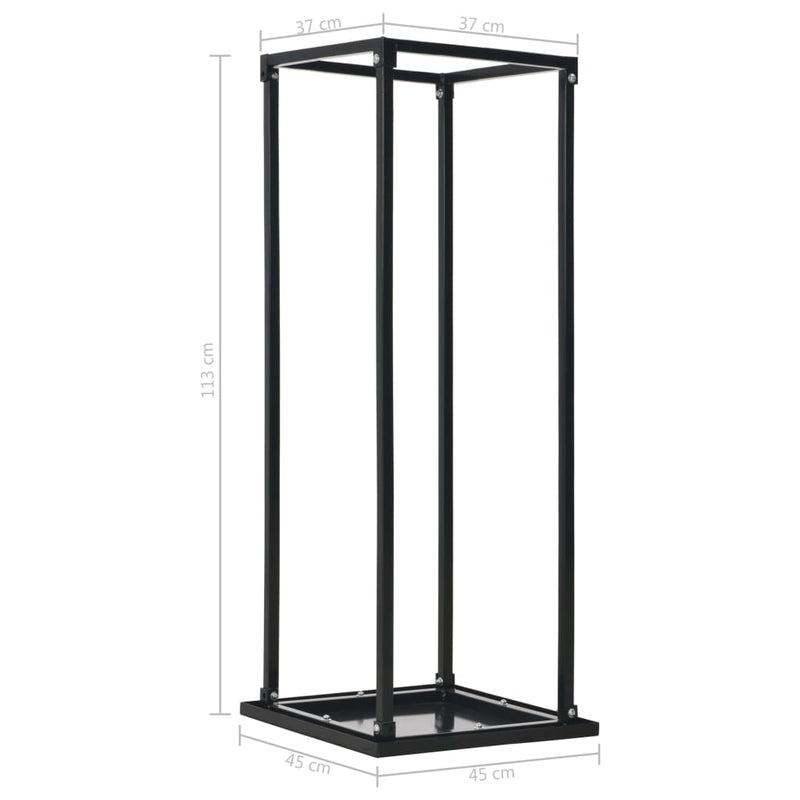 Firewood Rack with Base Black 14.6x14.6x44.5 Steel