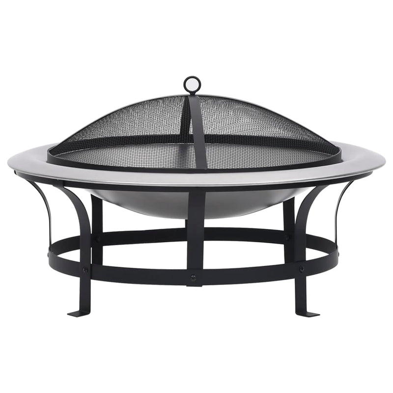 Outdoor Fire Pit with Grill Stainless Steel 29.9