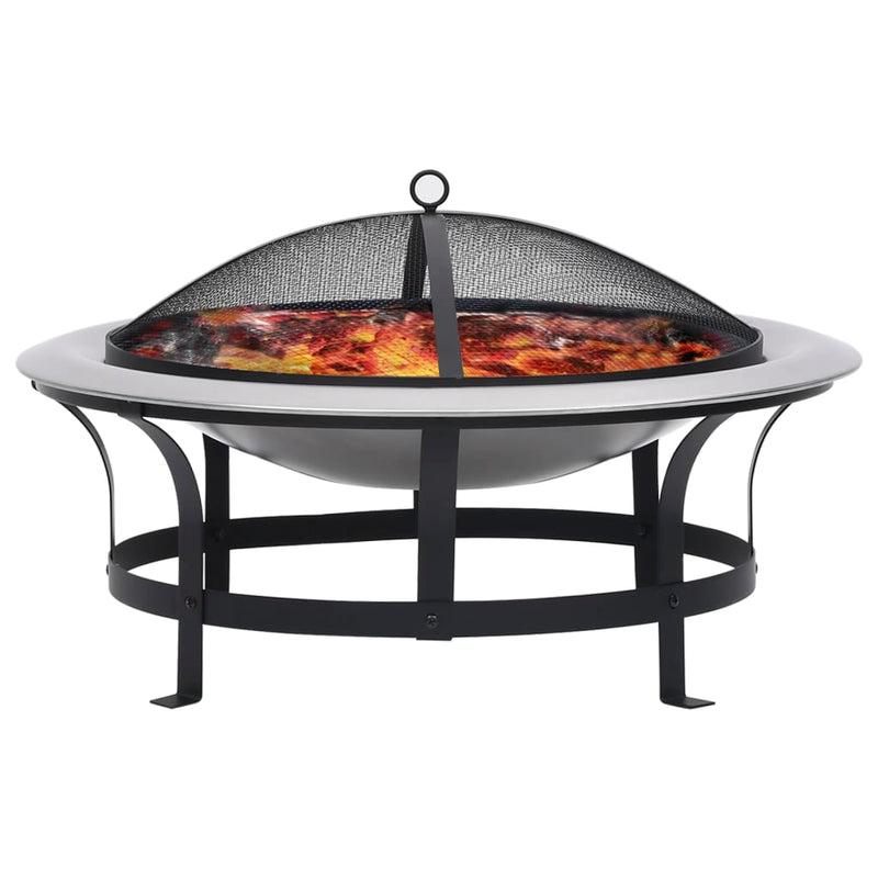 Outdoor Fire Pit with Grill Stainless Steel 29.9