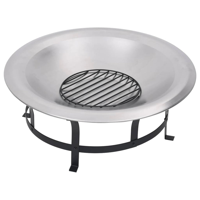 Outdoor Fire Pit with Grill Stainless Steel 29.9