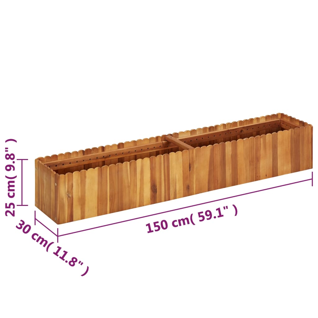 Solid Acacia Wood Raised Garden Bed 59x11.8x9.8