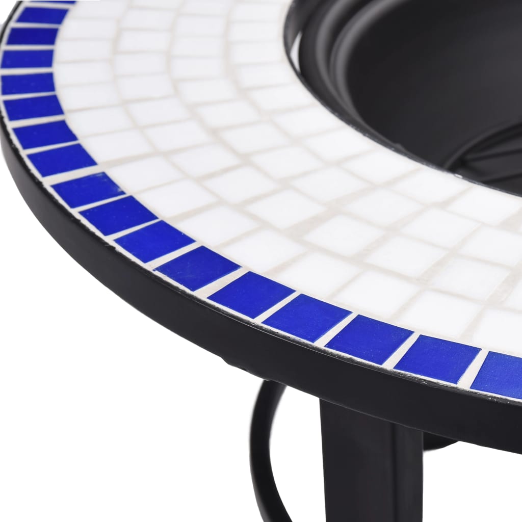 Blue and White Ceramic Fire Pit 26.8 Inch Outdoor Heating