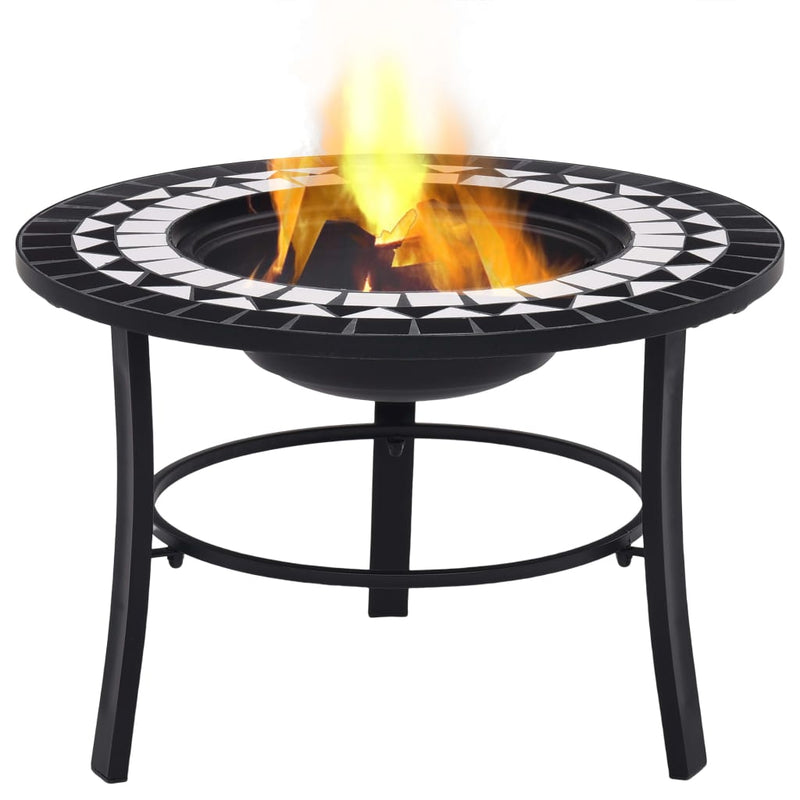 Mosaic Fire Pit Black and White 26.8 Ceramic