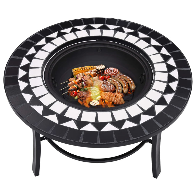 Mosaic Fire Pit Black and White 26.8 Ceramic