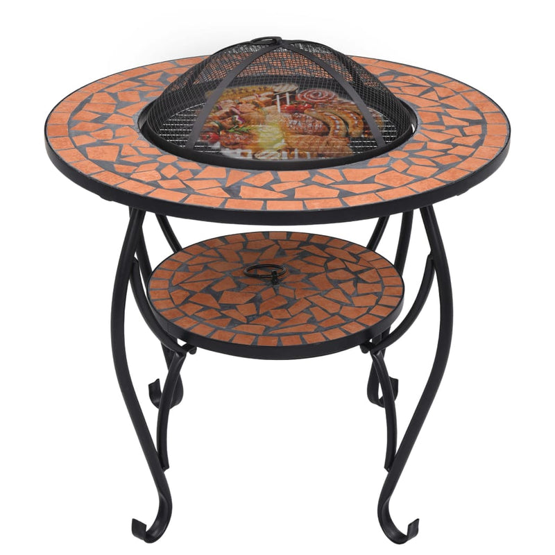 Mosaic Fire Pit Table Terracotta 26.8 Ceramic