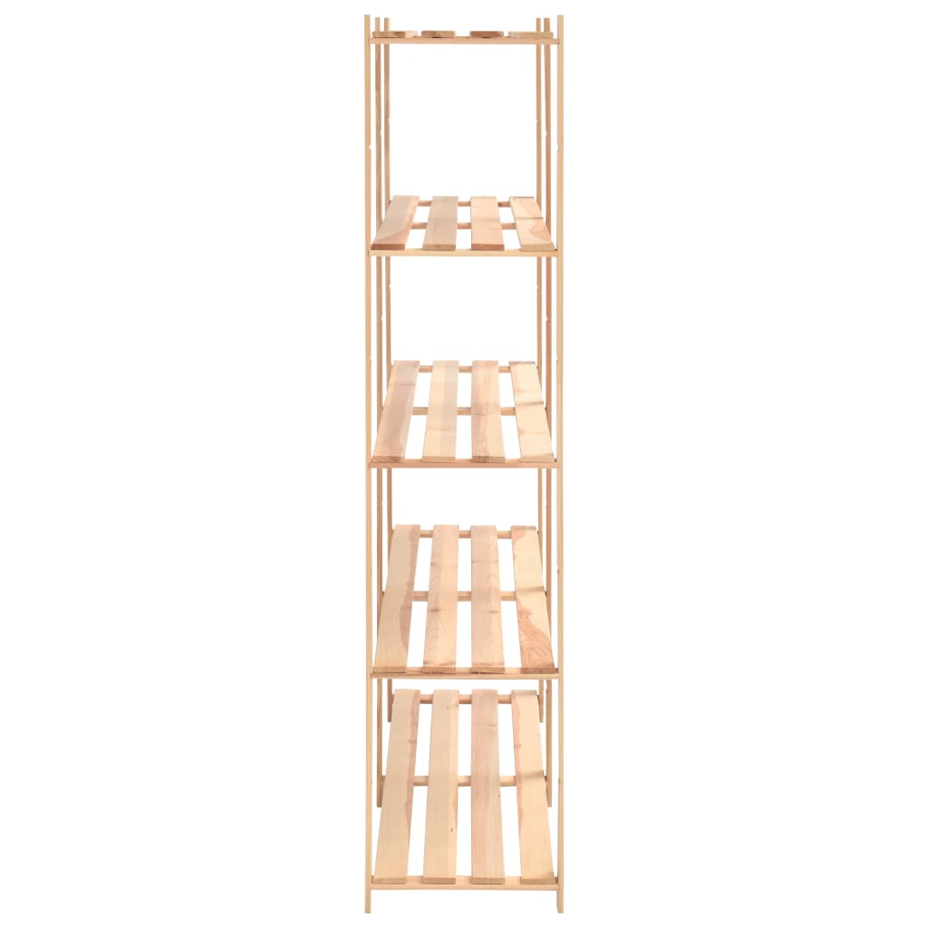 5-Tier Storage Rack 66.9x15x66.9 Solid Pinewood with 1102.3 lb Capacity