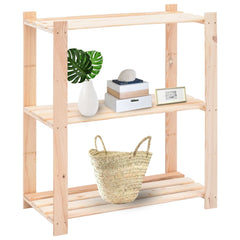 3-Tier Storage Rack 31.5x15x35.4 Solid Pinewood Capacity 330.7 lb