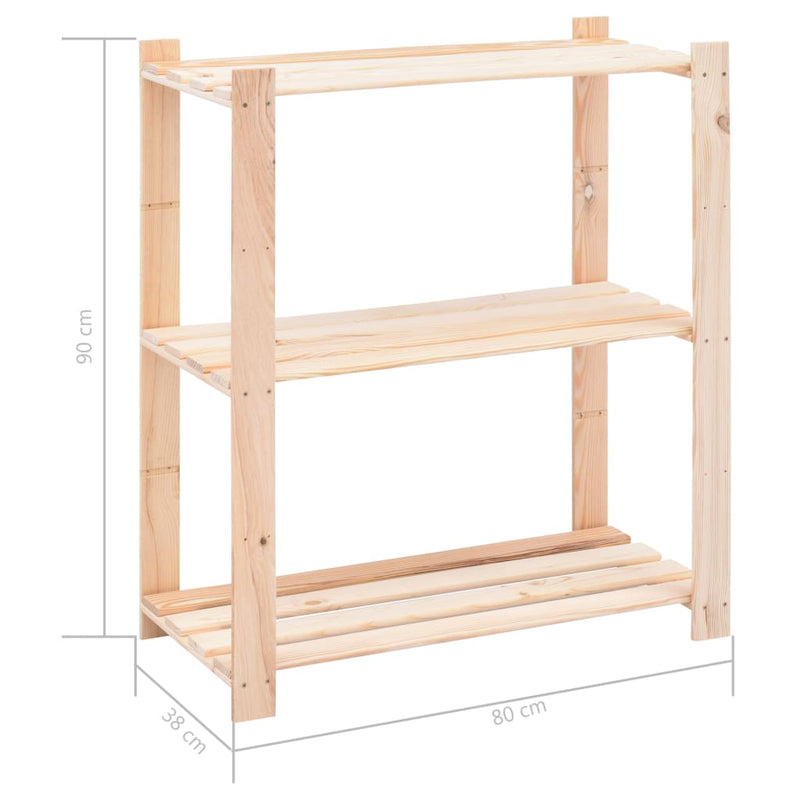 3-Tier Storage Rack 31.5x15x35.4 Solid Pinewood Capacity 330.7 lb