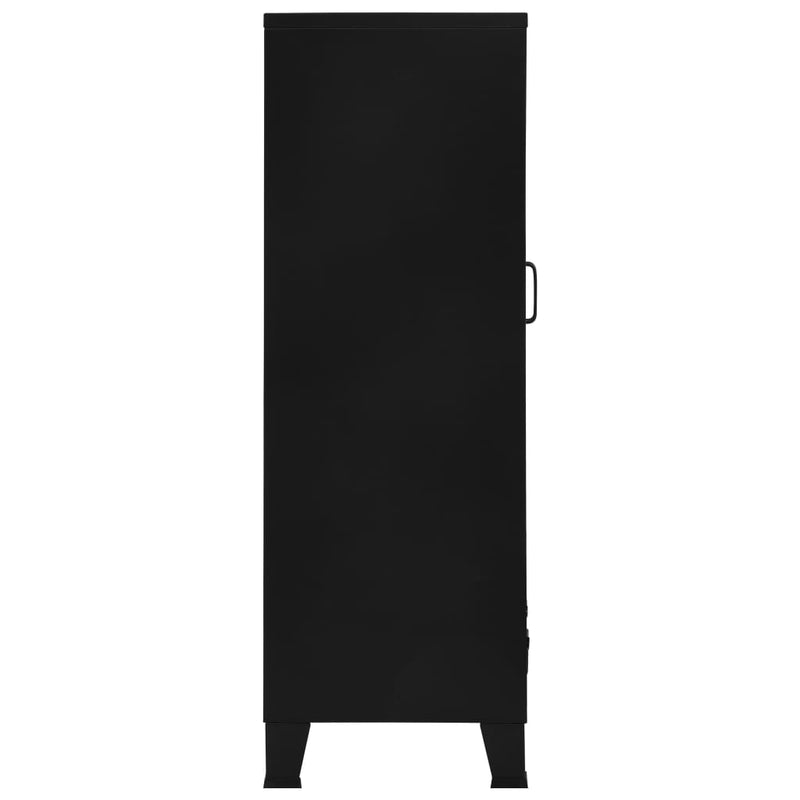 Industrial Black Office Cabinet with Mesh Doors 29.5x15.7x47.2 Steel