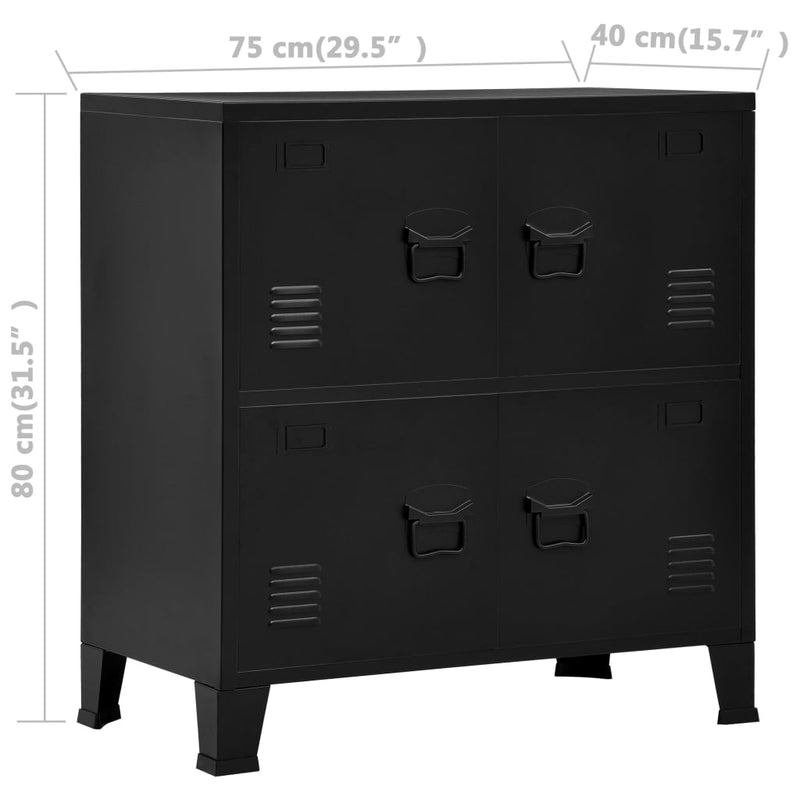 Black Steel Industrial Storage Chest 29.5x15.7x31.5 inches