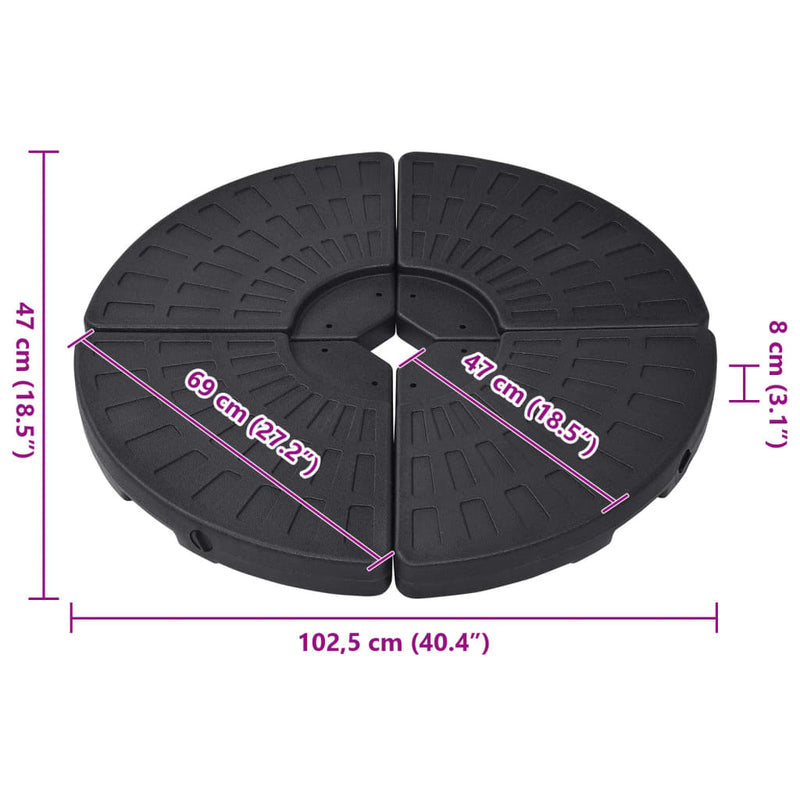 Black Fan-Shaped Umbrella Base Set of 4