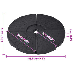 Black Fan-Shaped Umbrella Base Set of 4