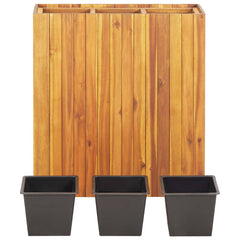 Solid Acacia Wood Raised Garden Bed with 3 Pots