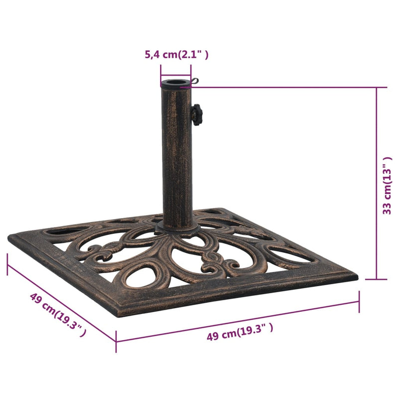 Bronze Umbrella Base 26.5 lbs 19.3 in Cast Iron