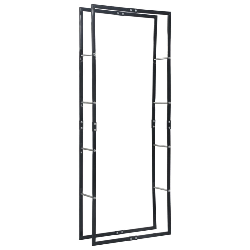 31.5x9.8x78.7 Steel Firewood Rack Black